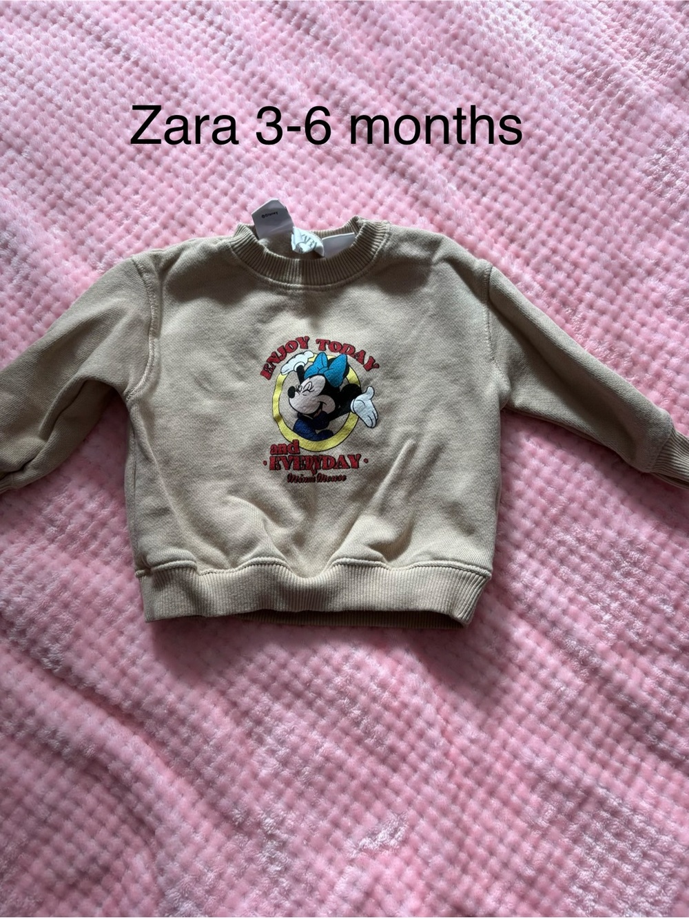 Zara Beige Mickey Mouse Graphic Sweatshirt